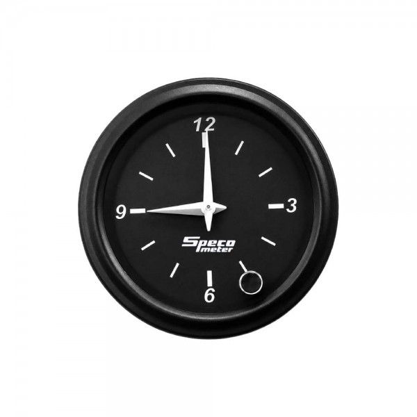 2 2" 12V Electric Analogue Clock - Black Dial Black Bezel