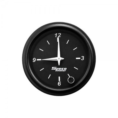 2 2" 12V Electric Analogue Clock - Black Dial Black Bezel