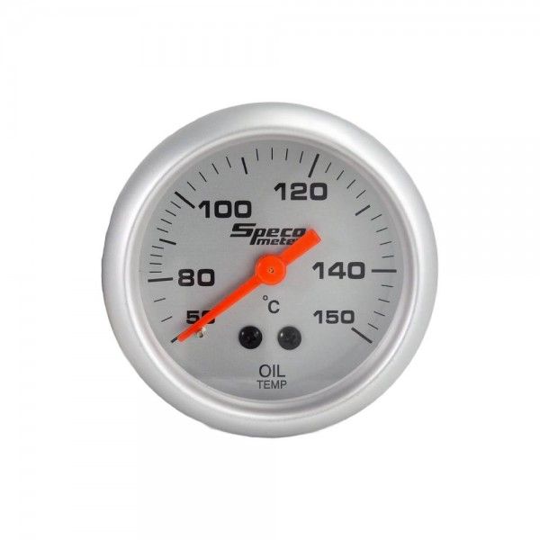 Speco Meter 2 Speco Meter 2" Mechanical 50-150ºC Oil Temperature Gauge with Sender - Silver Dial Silver Bezel