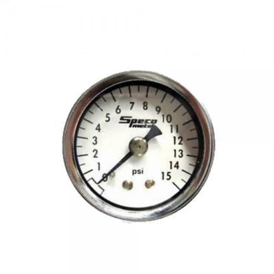 Speco Meter 1-1/2 Speco Meter 1-1/2" 15psi Mechanical Fuel Pressure Gauge - White Dial Chrome Housing