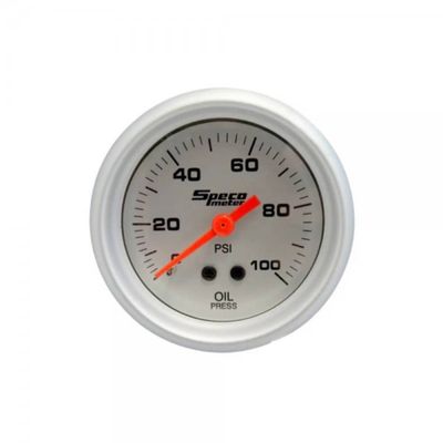 Speco Meter 2 Speco Meter 2" Mechanical 100 psi Oil Pressure Gauge - Silver Dial Silver Bezel