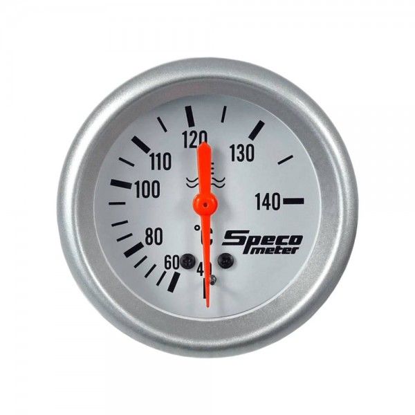 Speco Meter 2-5/8 Speco Meter 2-5/8" Mechanical 40-140ºC Water Temperature Gauge with 6' Sender - White Dial Silver Bezel