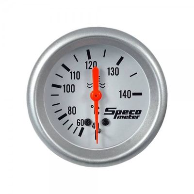 Speco Meter 2-5/8 Speco Meter 2-5/8" Mechanical 40-140ºC Water Temperature Gauge with 6' Sender - White Dial Silver Bezel
