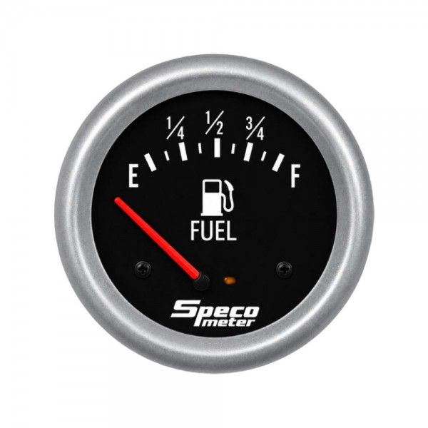 ​Speco Meter 2-5/8" 12V Fuel Gauge with Sender - Black Dial Silver Bezel