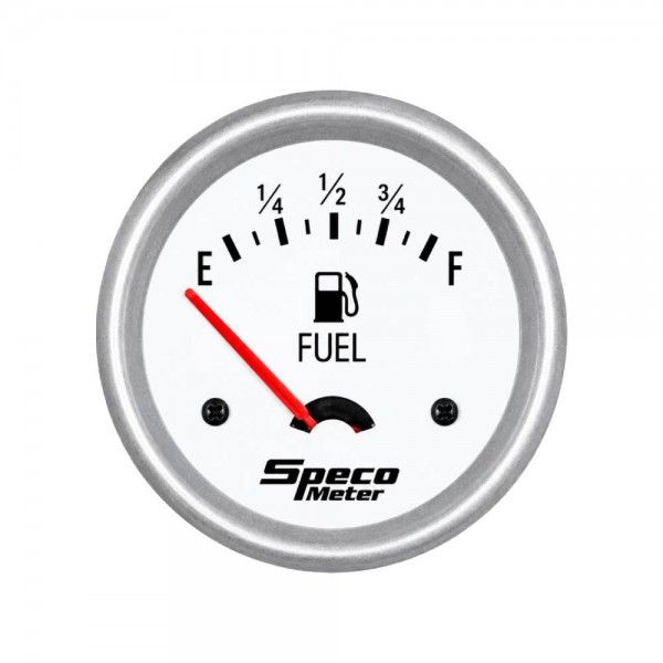 Speco Meter 2-5/8 Speco Meter 2-5/8" 12V Fuel Gauge with Sender - White Dial Silver Bezel