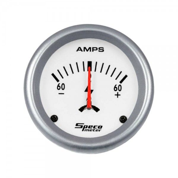 Speco Meter 2-5/8 Speco Meter 2-5/8" 60-0-60 Amps Ammeter Gauge - White Dial Silver Bezel