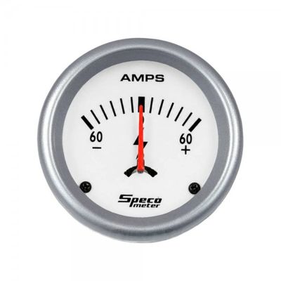 Speco Meter 2-5/8 Speco Meter 2-5/8" 60-0-60 Amps Ammeter Gauge - White Dial Silver Bezel