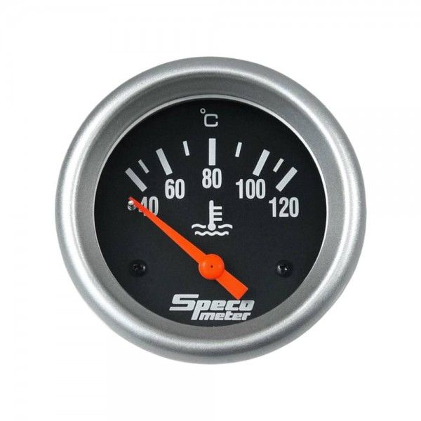 Speco Meter 2-5/8 Speco Meter 2-5/8" 12V Electric 40-120ºC Water Temperature Gauge with Sender - Black Dial Silver Bezel