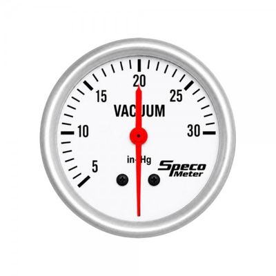 Speco Meter 2-5/8 Speco Meter 2-5/8" Mechanical 30 Hg Vacuum Gauge - White Dial Silver Bezel