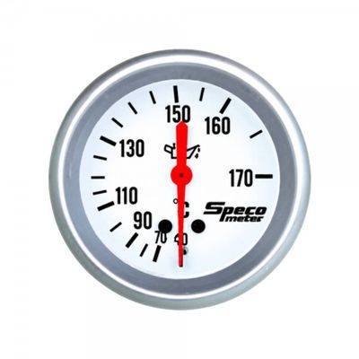 Speco Meter 2-5/8 Speco Meter 2-5/8" Mechanical 40-170ºC Oil Temperature Gauge with Sender - White Dial Silver Bezel