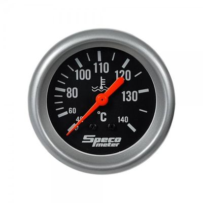 Speco Meter 2-5/8 Speco Meter 2-5/8" Mechanical 40-140ºC Water Temperature Gauge with 6' Sender - Black Dial Silver Bezel