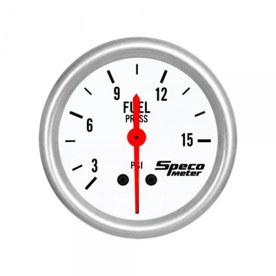 Speco Meter 2-5/8 Speco Meter 2-5/8" Mechanical 15psi Fuel Pressure Gauge - White Dial Silver Bezel