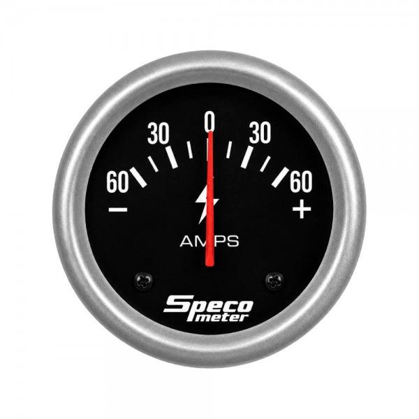 Speco Meter 2-5/8 Speco Meter 2-5/8" 60-0-60 Amps Ammeter Gauge - Black dial Silver Bezel