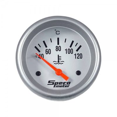 Speco Meter 2-5/8 Speco Meter 2-5/8" 12V Electric 40-120ºC Water Temperature Gauge with Sender - White Dial Silver Bezel