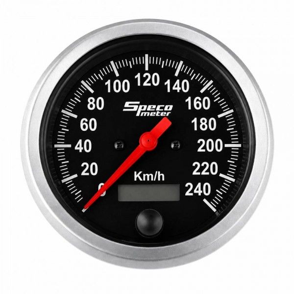 Speco Meter 85mm Dash Mounted Programmable Speedometer - Black Dial Silver Bezel Speco Meter 85mm Dash Mounted Programmable Speedometer - Black Dial Silver Bezel