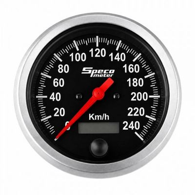 ​Speco Meter 85mm Dash Mounted Programmable Speedometer - Black Dial Silver Bezel