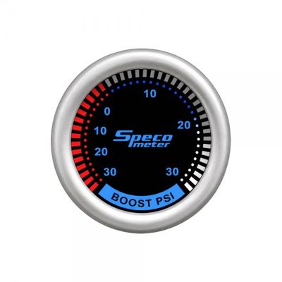 Speco Meter 2 Speco Meter 2" 12V 30 Electric Hg to 30 PSI Boost Gauge - Black Dial Silver Markings Silver Bezel
