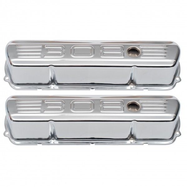 Valve Covers Chrome Holden V8 253-308 Red Blue + Black Motor 308 Logo Baffled-pair