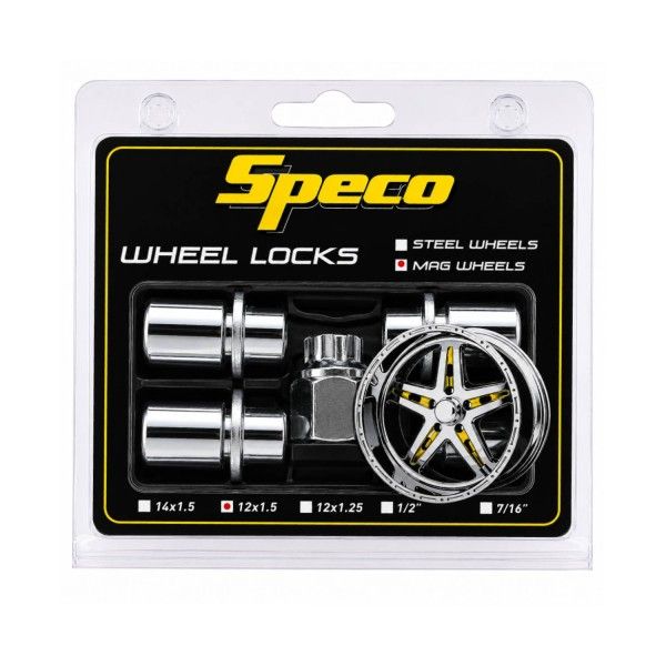 Chrome Mag Wheel Lock Nuts - Set of 4 with Washers & Key - 12mm x 1.5 Thread