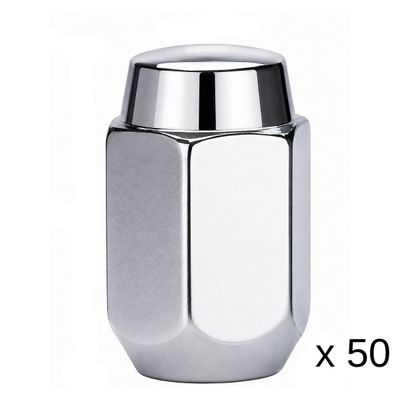 Chrome 35mm Steel Wheel Nuts - 50 Pack - 12mm x 1.5 Thread