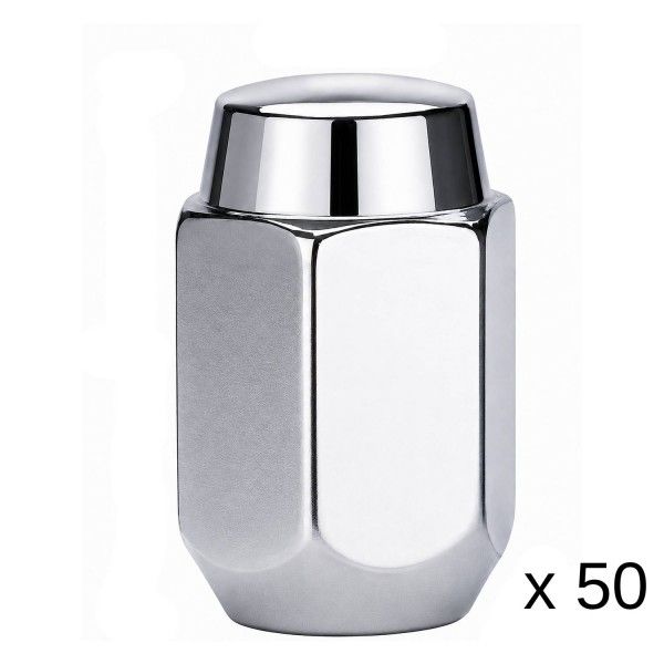 Chrome 39mm Steel Wheel Nuts - 50 Pack - 1/2 Chrome 39mm Steel Wheel Nuts - 50 Pack - 1/2" Thread