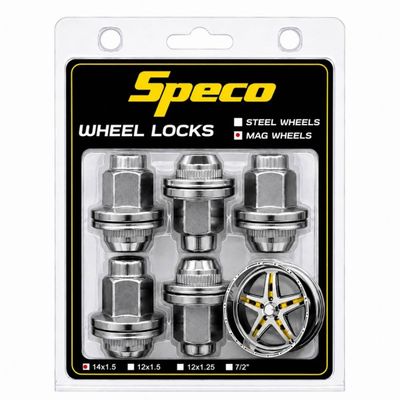 Chrome Mag Wheel Nuts - Set of 5 with Washers - 14mm x 1.5 Thread