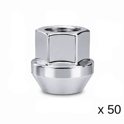 Chome Steel Wheel Open End Nuts - 50 Pack - 14mm x 1.5 Thread Chome Steel Wheel Open End Nuts - 50 Pack - 14mm x 1.5 Thread