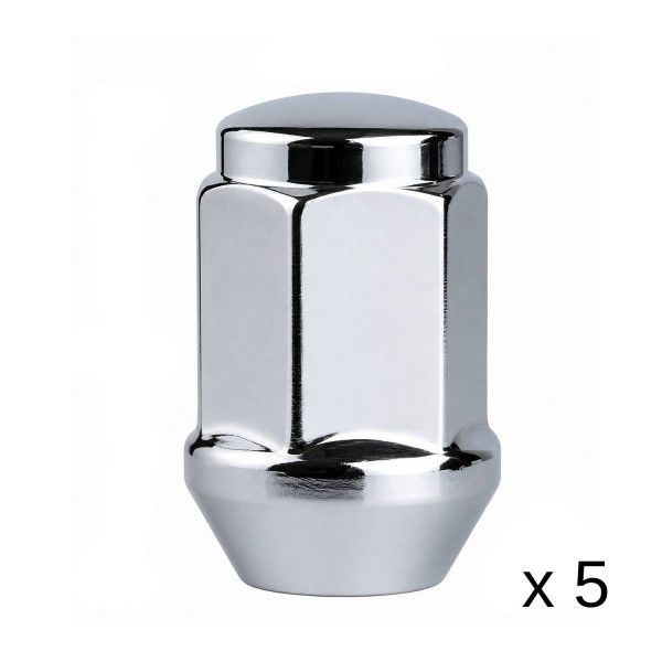 Chrome Steel Wheel Bulge Nut -  Set of 5 - 14mm x 1.5 Thread