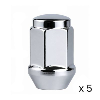 Chrome Steel Wheel Bulge Nut -  Set of 5 - 14mm x 1.5 Thread