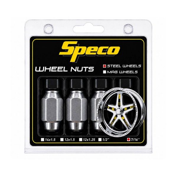 Chrome 35mm Steel Wheel Nuts - Set of 4 - 7/16 Chrome 35mm Steel Wheel Nuts - Set of 4 - 7/16" Thread