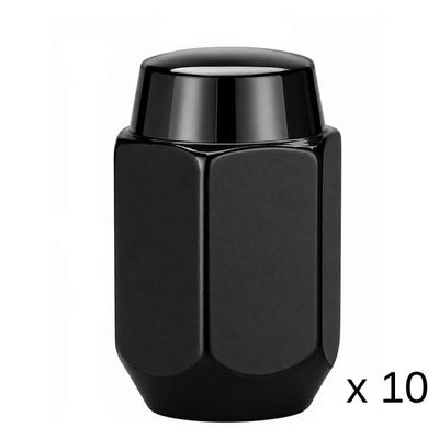 Black 39mm Steel Wheel Nuts - 10 Pack - 1/2 Black 39mm Steel Wheel Nuts - 10 Pack - 1/2" Thread
