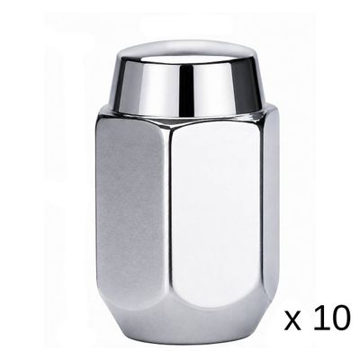 Chrome 35mm Steel Wheel Nuts - 10 Pack - 7/16" Thread