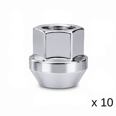 Chome Steel Wheel Open End Nuts - 10 Pack - 14mm x 1.5 Thread Chome Steel Wheel Open End Nuts - 10 Pack - 14mm x 1.5 Thread