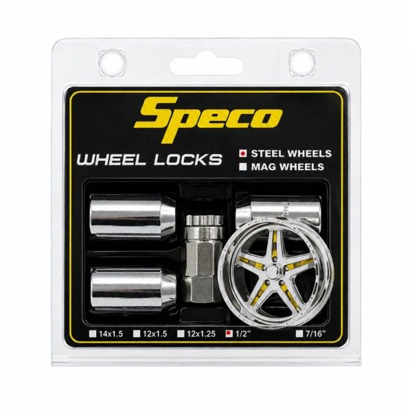 Chrome Steel Wheel Lock Nuts - Set of 3 with Key - 1/2 Chrome Steel Wheel Lock Nuts - Set of 3 with Key - 1/2" Thread