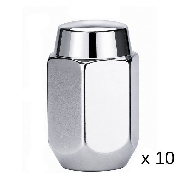 Chrome 39mm Steel Wheel Nuts - 10 Pack - 1/2 Chrome 39mm Steel Wheel Nuts - 10 Pack - 1/2" Thread
