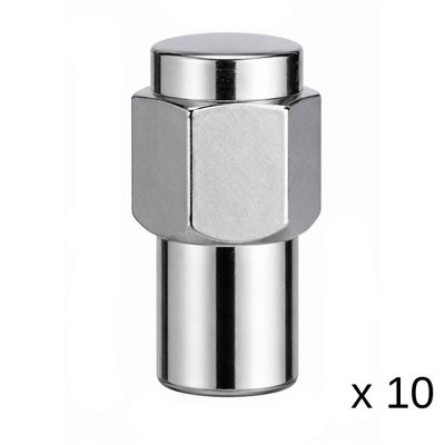 Chrome Mag Wheel Nuts - 10 Pack - 12mm x 1.25 Thread