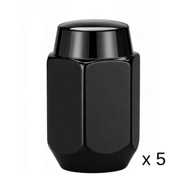Black 39mm Steel Wheel Nuts - Set of 5 - 1/2 Black 39mm Steel Wheel Nuts - Set of 5 - 1/2" Thread