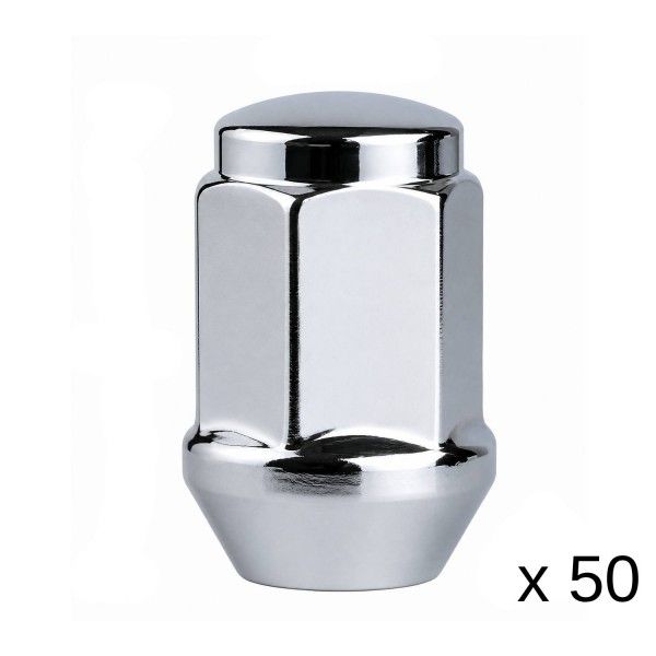 Chrome Steel Wheel Bulge Nut - 50 Pack - 14mm x 1.5 Thread Chrome Steel Wheel Bulge Nut - 50 Pack - 14mm x 1.5 Thread