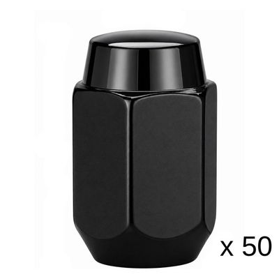 Black 39mm Steel Wheel Nuts - 50 Pack - 1/2 Black 39mm Steel Wheel Nuts - 50 Pack - 1/2" Thread
