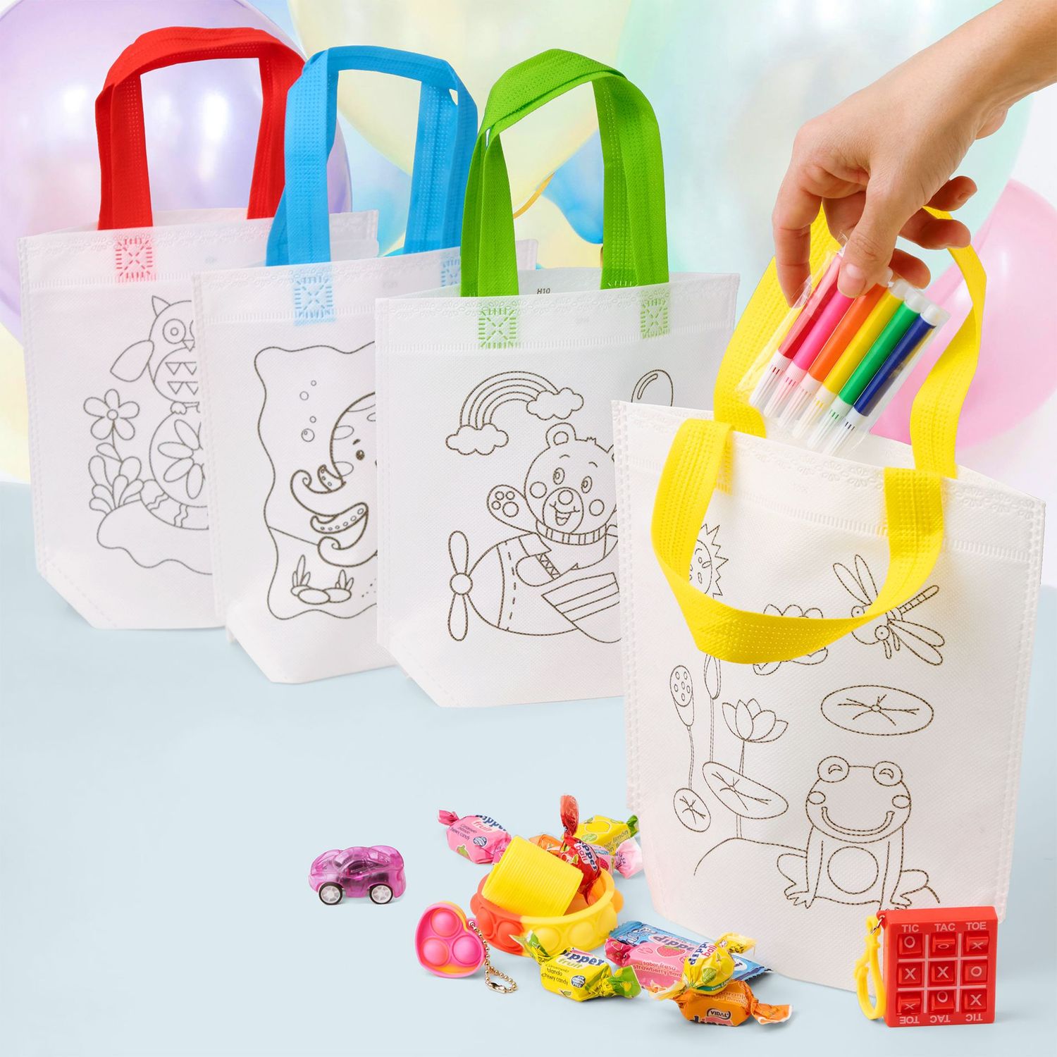 BOLSAS PARA PINTAR CON ROTULADORES - SOUVENIRS CREATIVOS PARA FIESTAS