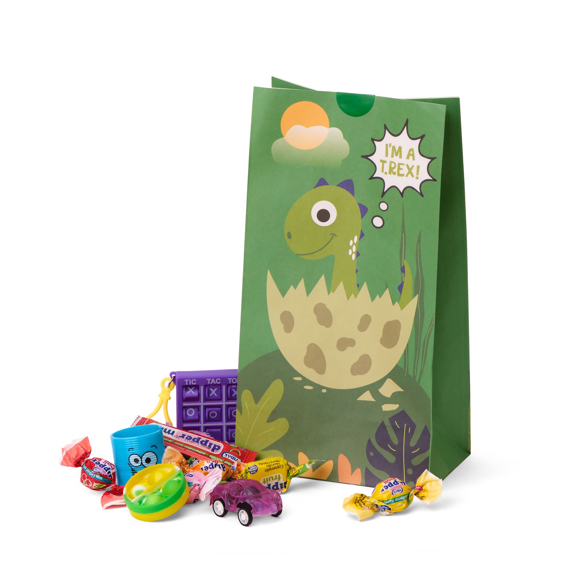 BOLSAS DE PAPEL PARA CUMPLEAÑOS/EVENTOS - DINOS - ARCOIRIS