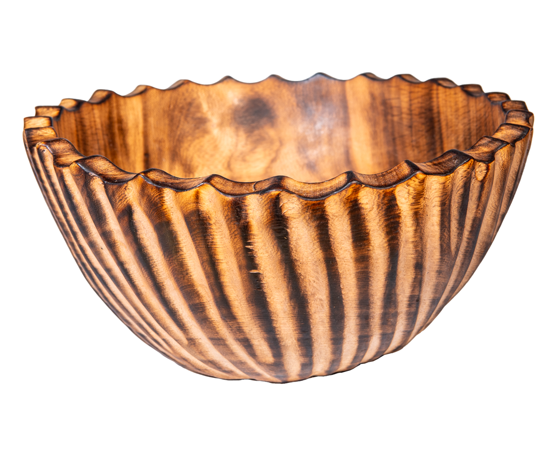 Handcrafted Mvule Wood Serving Bowl Medium