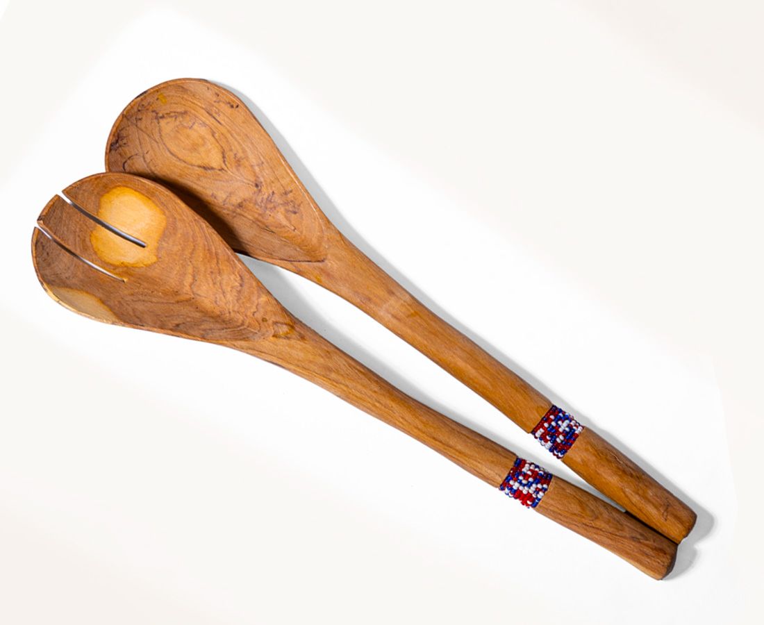 Hand Crafted Beaded Handle Salad Servers