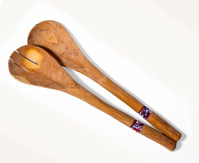 Hand Crafted Beaded Handle Salad Servers