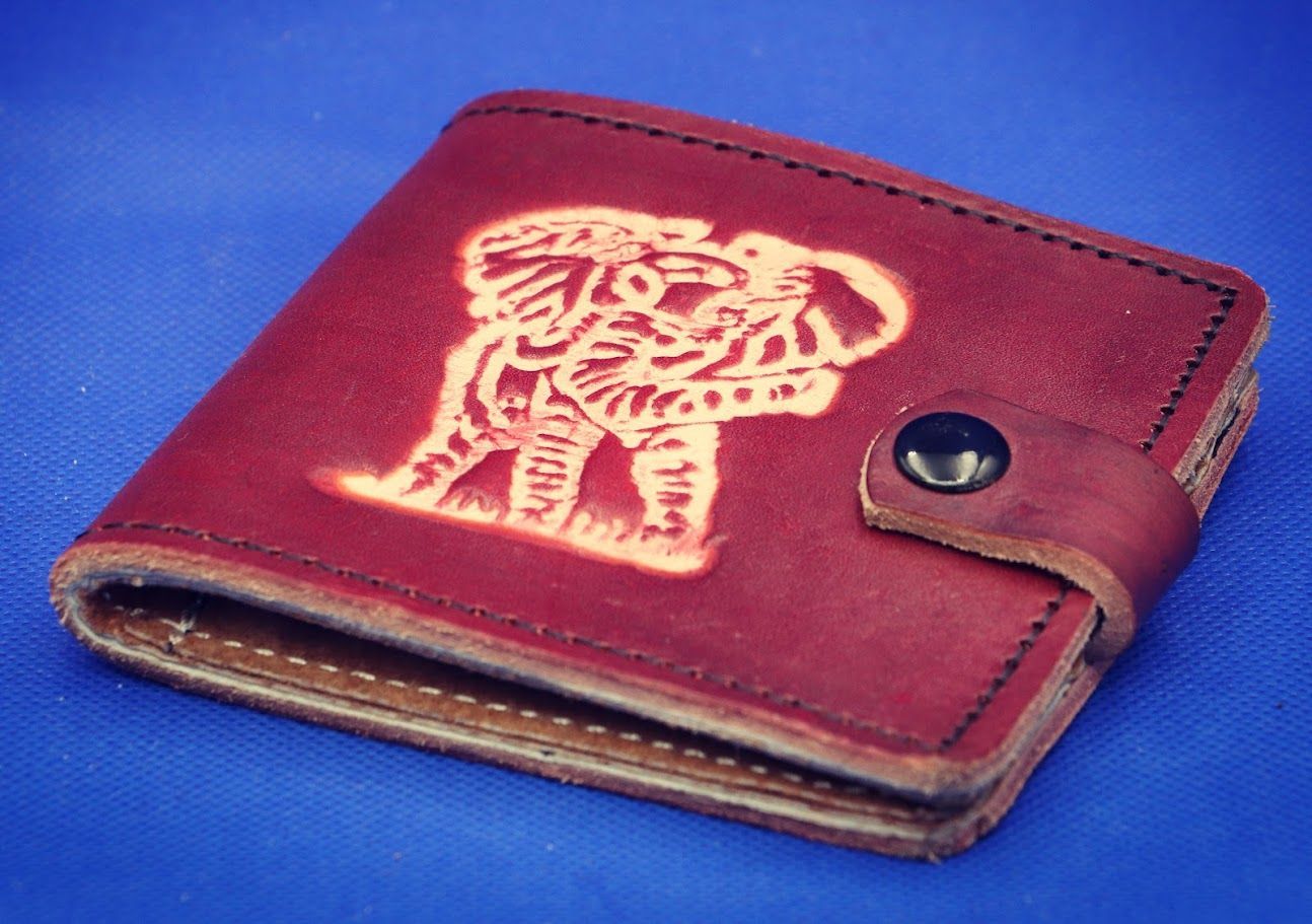 Personalized Real Leather Wallet Elephant