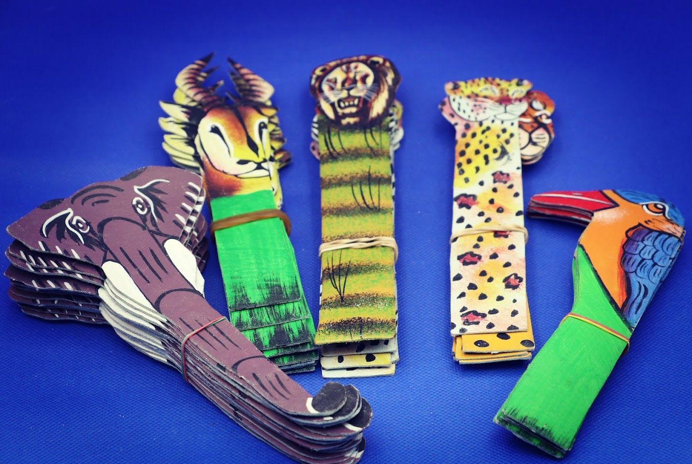 Hand Painted Leather Safari Animal Bookmarks