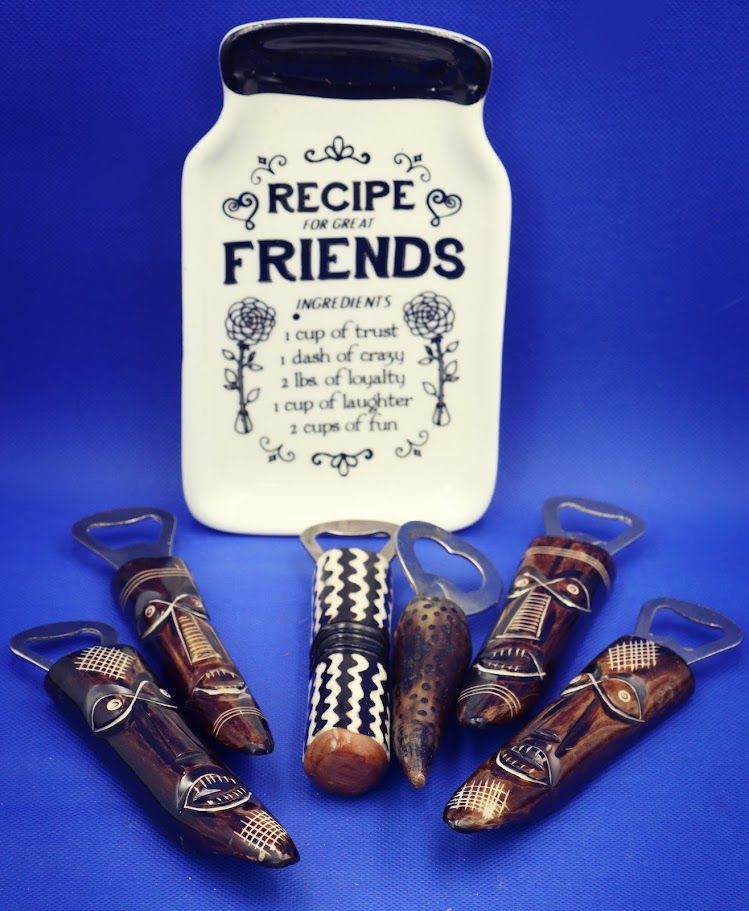 African Bone Bottle Opener, Tiki Mixed Design