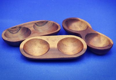 Vintage Divided Wood Bowls/Serving Trays, Hand Carved,