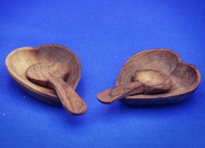 African Heart Shape Wooden Bowl and Spoon Hand