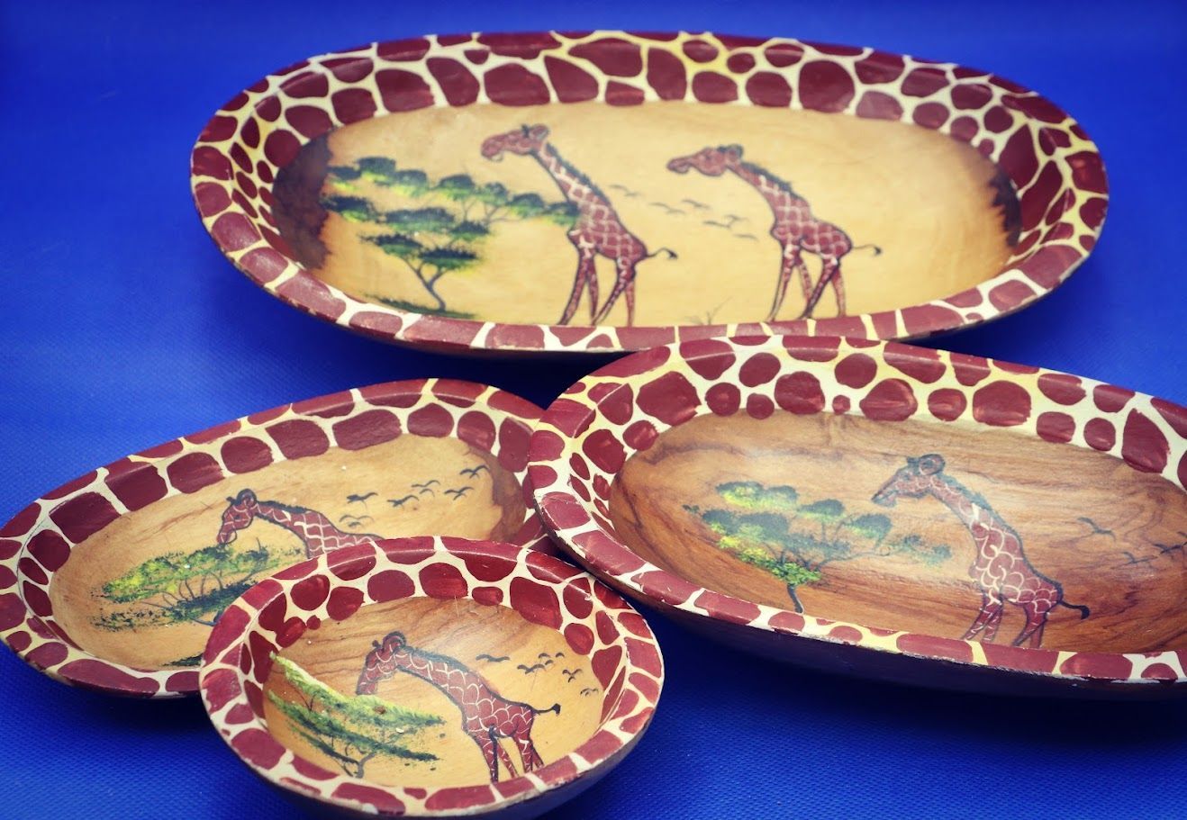 Oval African Giraffe Bowl
